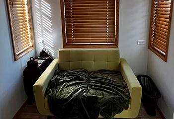Den with Faux Wooden Blinds, Carlsbad CA