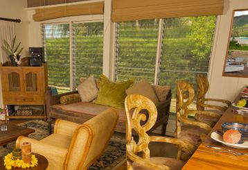 Motorized Woven Wood Roman Shades: "Seamless automation with Somfy and Lutron technology."